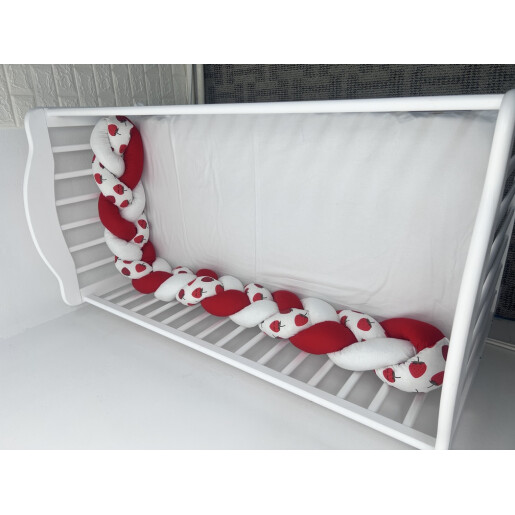 Apărătoare laterala pat bumper împletită 180 cm Deseda Căpșuni dulci