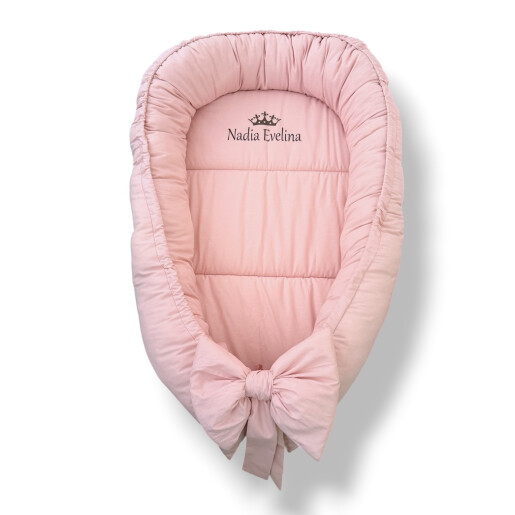 Cuib babynest bebelusi personalizat roz pudra Minunea mea