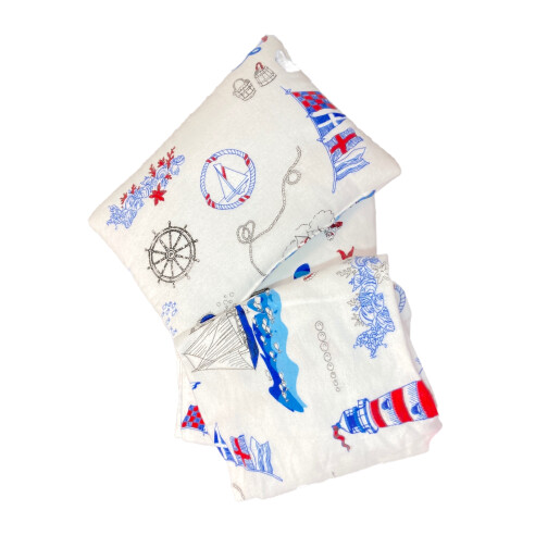 Set din finet paturica bebe cu cearsaf si pernuta pt pat Farul