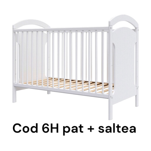 Pătuț bebe + saltea + Lenjerie de pat cu apărători matlasate și perna deco și fundițe colorate + baldachin cu suport Deseda Albastru pal