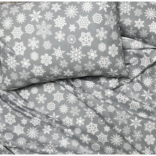 Cearsaf de pat cu elastic roata, Deseda Fulgi de nea Albi pe gri, de Crăciun