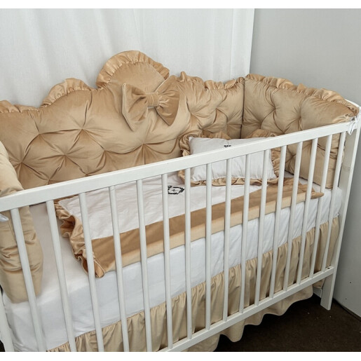Pătuț bebe + saltea + Lenjerie pătuț bebeluși din Catifea ALEGE CULOAREA cu  baldachin și apărători matlasate, cearșaf, păturică și pernuta din catifea 