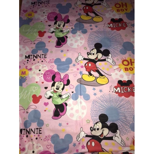 Bumbac satinat Ranforce Minnie si Mickey Mouse