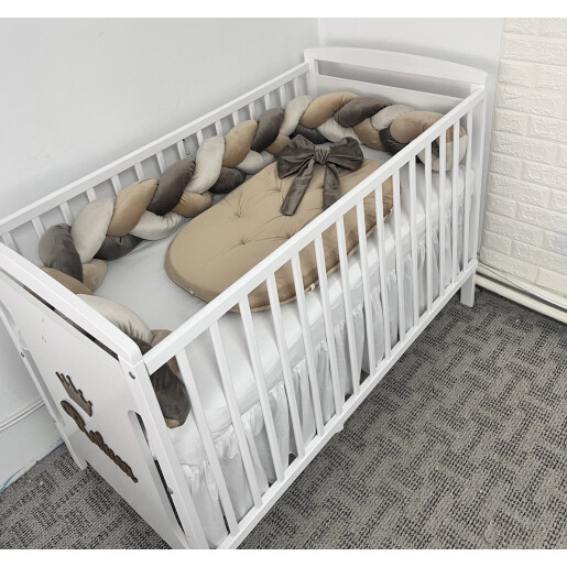 OTL Cuib transformabil cu laterala împletită Deseda Catifea Mix Gri - ivory