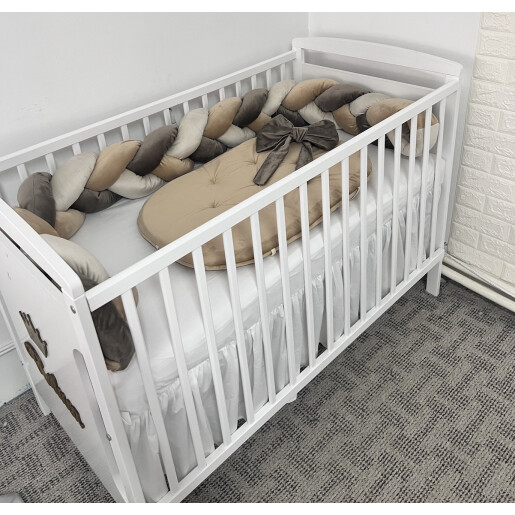 OTL Cuib transformabil cu laterala împletită Deseda Catifea Mix Gri - ivory