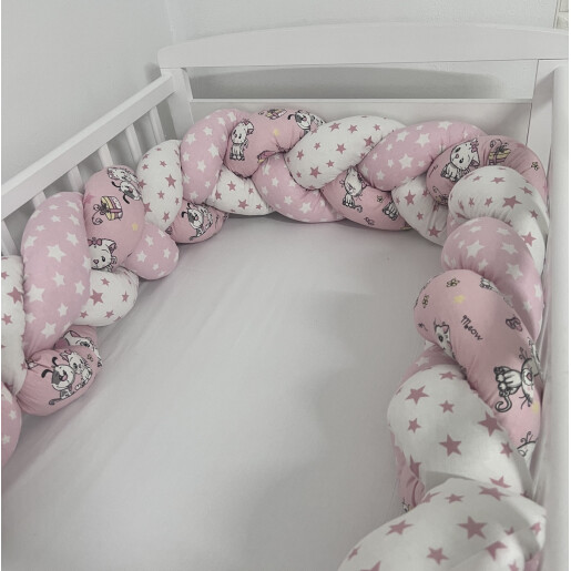 Set 2 buc Apărătoare împletită 180 cm Pisici cu steluțe