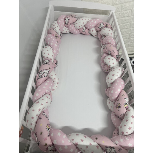 Set 2 buc Apărătoare împletită 180 cm Pisici cu steluțe