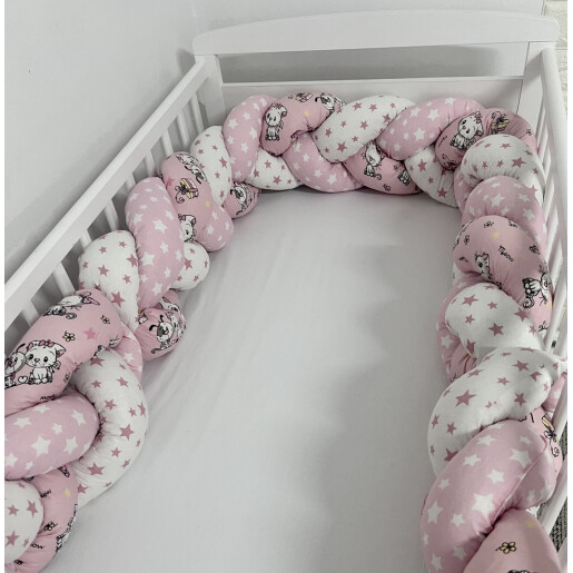 Set 2 buc Apărătoare împletită 180 cm Pisici cu steluțe