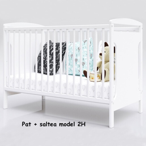 Pat + saltea + Lenjerie de pat din Catifea Albastru Royal cu apărători matlasate Price  + baldachin cu dantela și suport + cuib cu desfacere asortat + set de baie