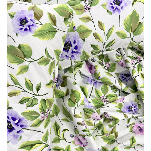 Lenjerie de pat din bumbac satinat, pt 2 persoane Deseda Florile bunicii