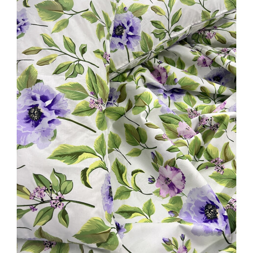 Lenjerie de pat din bumbac satinat, pt 2 persoane Deseda Florile bunicii