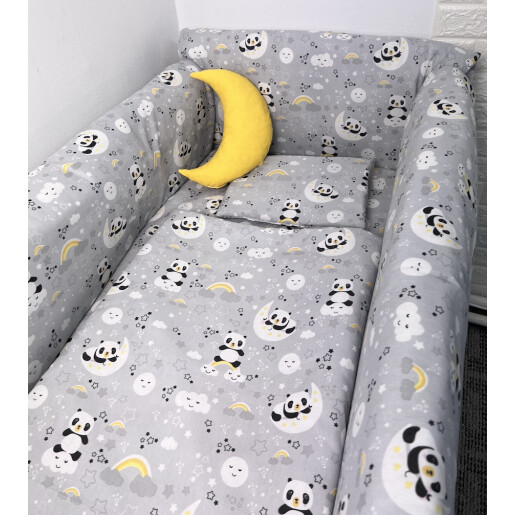 Lenjerie de pat Maxi Deseda Ursi panda pe gri