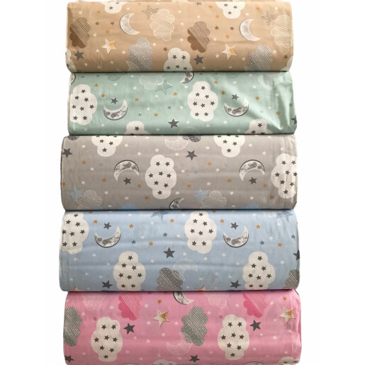 Lenjerie cu 6 bucati Perne Lungi protectii laterale patut+ perna stea Mincky personalizata,  cearșaf, păturică și pernuta Deseda Norisori cu luna gri- bej