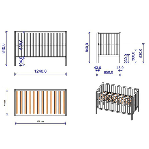 Patut bebe + saltea + Lenjerie de pat CN Winnie pe albastru + cuib + prosop de baie + perna personalizata