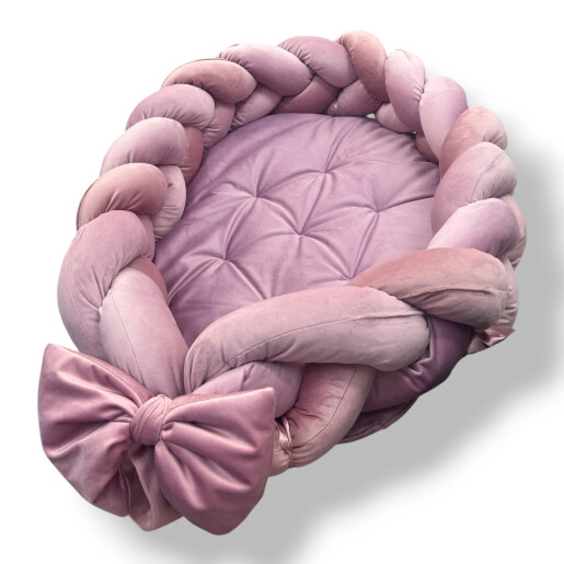 OTL Cuib transformabil cu laterala împletită Deseda Catifea Mix Roz prăfuit