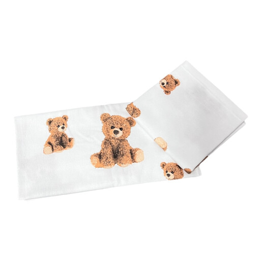 Cearsaf de pat din Finet - Flanel de iarna, cu elastic roata, Ursulețul Teddy