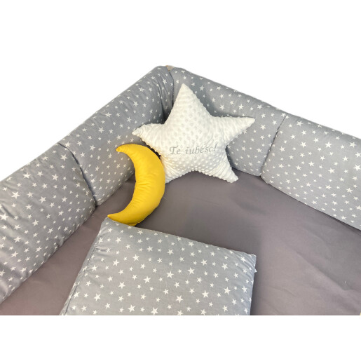 OTL Aparatori tip Maxi pt patut Montessori Stelute pe fond gri ptr pat 160x80 cm