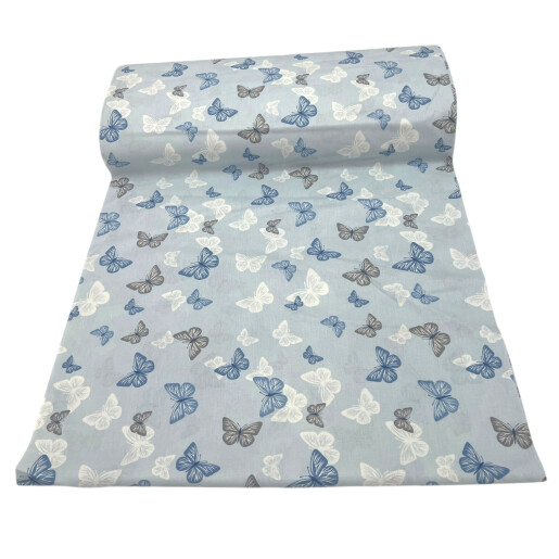 Cearsaf de pat cu elastic roata, Deseda Fluturi gri pe bleo