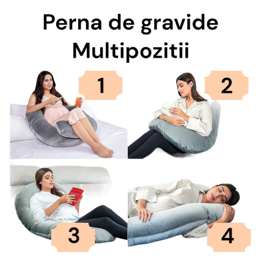 Perna de gravide cu husa detasabila din CATIFEA Deseda Velvet Roz pudrat