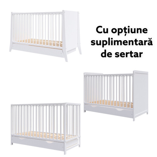 Pătuț bebe + saltea + Lenjerie de pat cu apărători matlasate și perna deco și fundițe colorate + baldachin cu suport Deseda Albastru pal