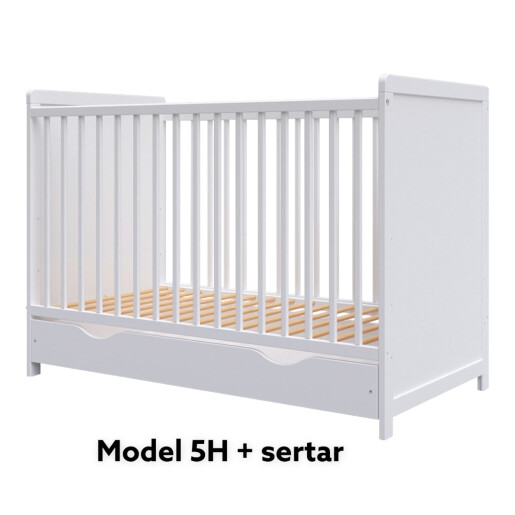 Pat + Saltea + Lenjerie de pat cu apărătoare împletită în 4 și 2 perne decorative + baldachin tulle colorat și suport, Deseda Mix stelute bleo