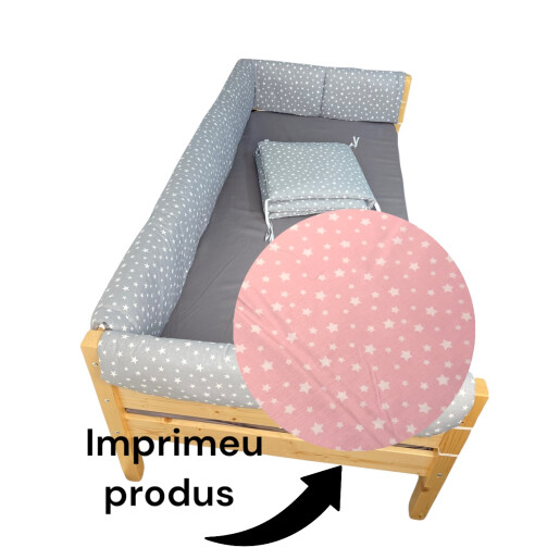 OTL Aparatori tip Maxi pt patut Montessori Stelute pe fond roz ptr pat 140x200 cm