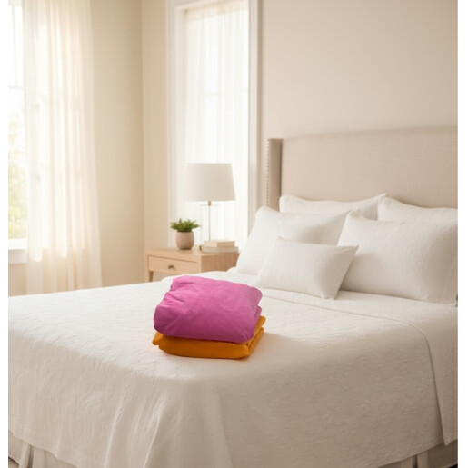 OTL Set 2 cearsafuri pat matrimonial 160x200 cm h 25 cm portocaliu + roz