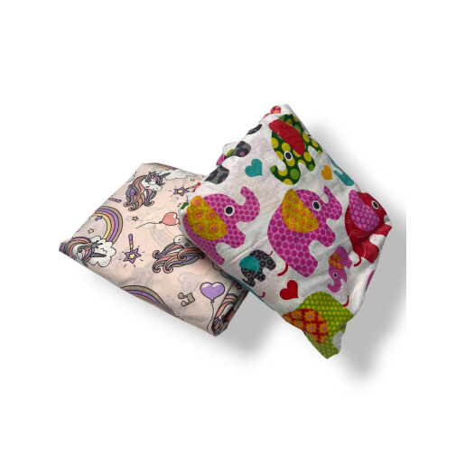 OTL Set 2 cearsafuri pat matrimonial 140x200 cm h30 cm elefanti roz si unicorni roz