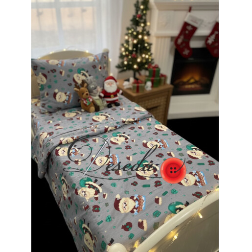 Husa pilota din FINET FLANNEL cu fermoar Mos Craciun pe gri