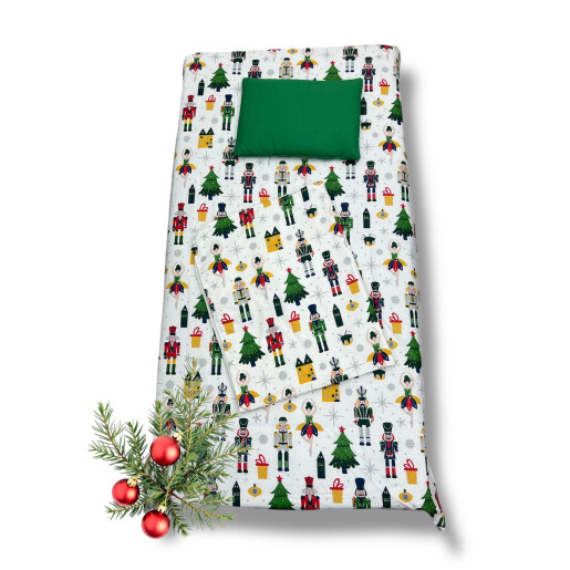 Set 3 piese de iarna cu cearsaf paturica si perna Deseda Omul de zapada