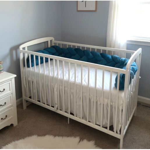 Apărătoare laterala pătuț bebe bumper împletită din Catifea, 240 cm Deseda Verde smarald