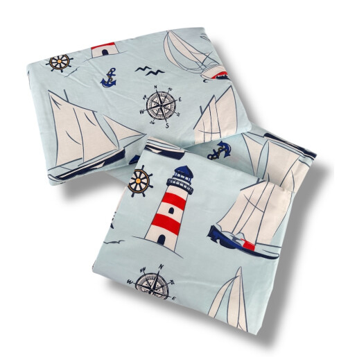 OTL Set 3 piese cu cearsaf paturica si perna Farul pe albastru