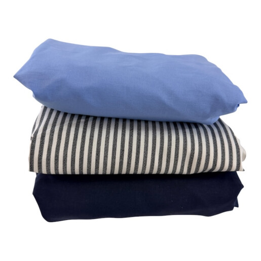 Set 3 cearșafuri patut, cu elastic roata, marime la alegere Mix Dungi albastre-bleumarin