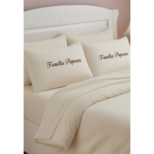 Lenjerie de pat Personalizata cu mesaj, Familia 2 persoane LUX by Deseda