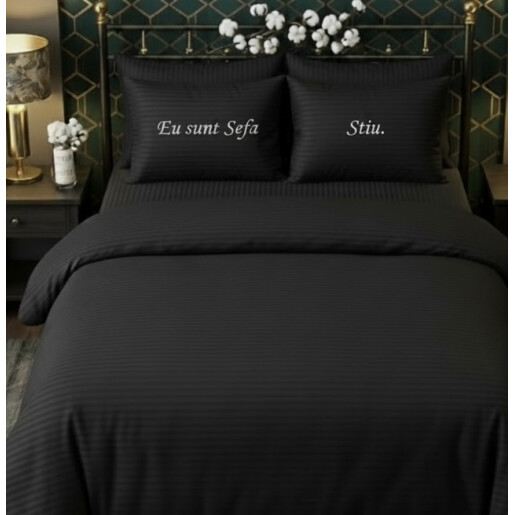 Lenjerie de pat Personalizata din damasc Seful casei, 2 persoane LUX by Deseda