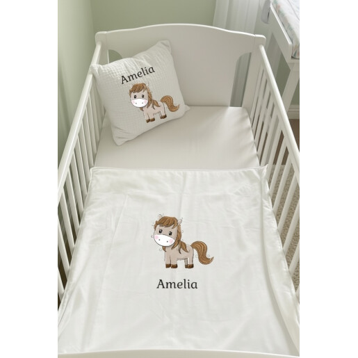 Paturica dubla de iarna, personalizata, imprimată Poneiul preferat