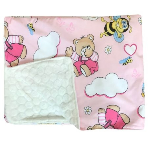 Reductor Bebe Bed Nest cu paturica si pernuta antiplagiocefalie Deseda Ursi cu albine pe roz