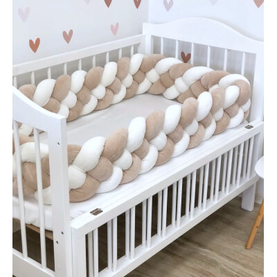 Set 2 aparatori din catifea impletite in 4, Velvet Alb-bej