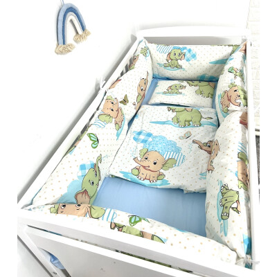 Lenjerie cu 6 bucati Perne Lungi protectii laterale patut, cearșaf, păturică și pernuta Deseda Animale