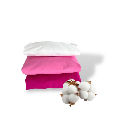 Set 3 cearșafuri patut, cu elastic roata, marime la alegere Mix Roz ciclam - roz - alb