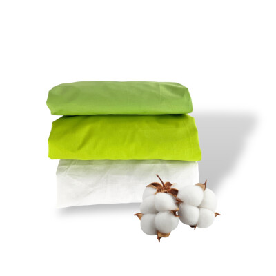 Set 3 cearșafuri patut, cu elastic roata, marime la alegere Mix Verde - alb