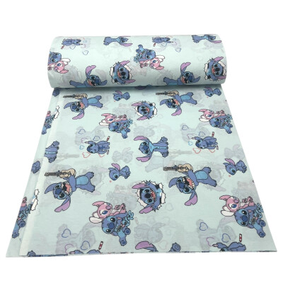 Cearsaf de pat cu elastic roata, Deseda Stitch si Lilo pe beo