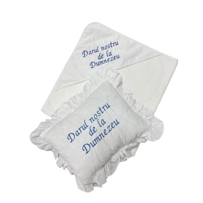 Set 2 piese Darul de la Dumnezeu -  Prosopul cu capison + Pernuta deco