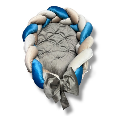 OTL Cuib transformabil cu laterala împletită Deseda Catifea Mix Gri - bej