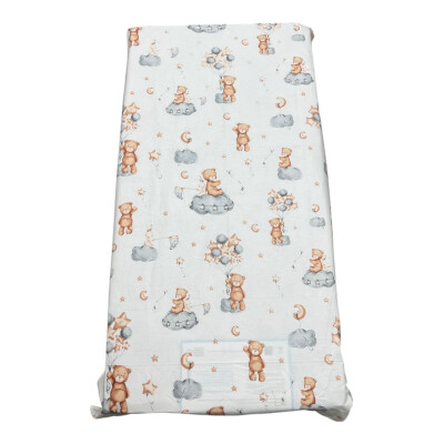 Cearsaf din bumbac cu imprimeu Ursi pe nori