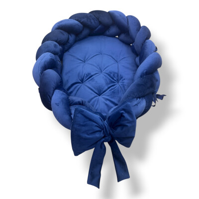 OTL Cuib transformabil cu laterala împletită Deseda Catifea Bleumarin