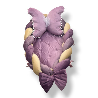 OTL Cuib transformabil cu laterala împletită Deseda Catifea Mix auriu - lila