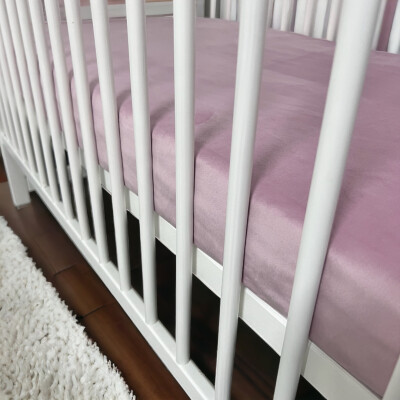 Cearsaf pat copii cu elastic roata, LUX din Catifea Deseda Roz pudra