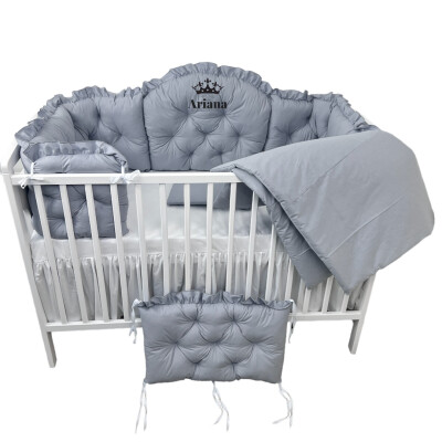 Pat + saltea + Lenjerie de pat Personalizata cu apărători matlasate alege culoarea