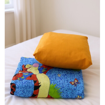 OTL Set 2 cearsafuri pat matrimonial 160x200 cm h 25 cm aiurila albastru + uni portocaliu